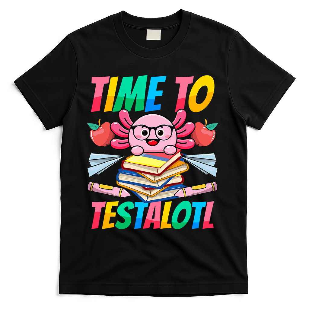Axolotl Test Day Teacher Time To Testalotl Testing Day Women  T-Shirt - Black