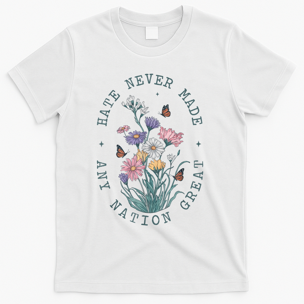 Anti Trump Floral Butterflies Democrat President Liberal T-Shirt - White