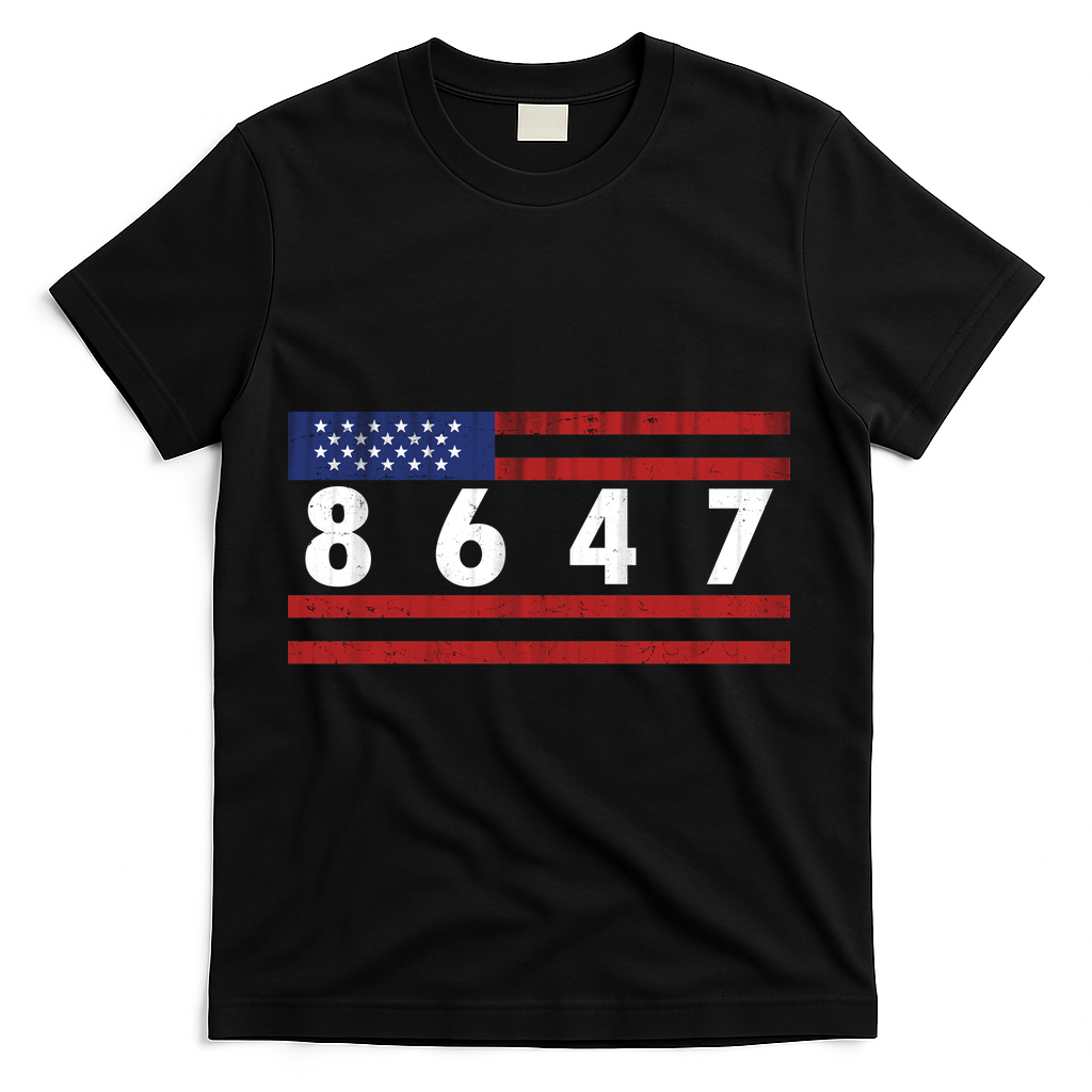 Anti Trump Impeach 47 8647 47th President US Flag T-Shirt - Black