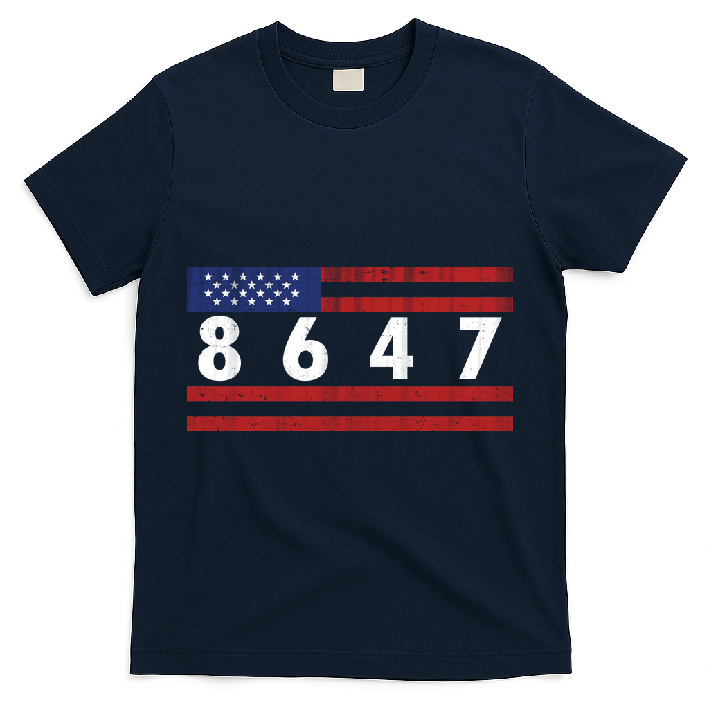 Anti Trump Impeach 47 8647 47th President US Flag T-Shirt - Navy