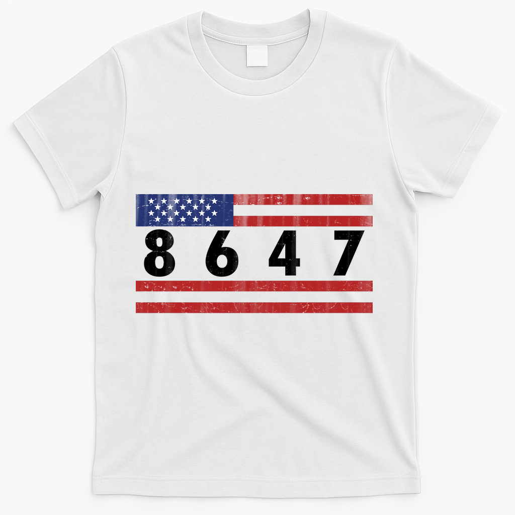 Anti Trump Impeach 47 8647 47th President US Flag T-Shirt - White