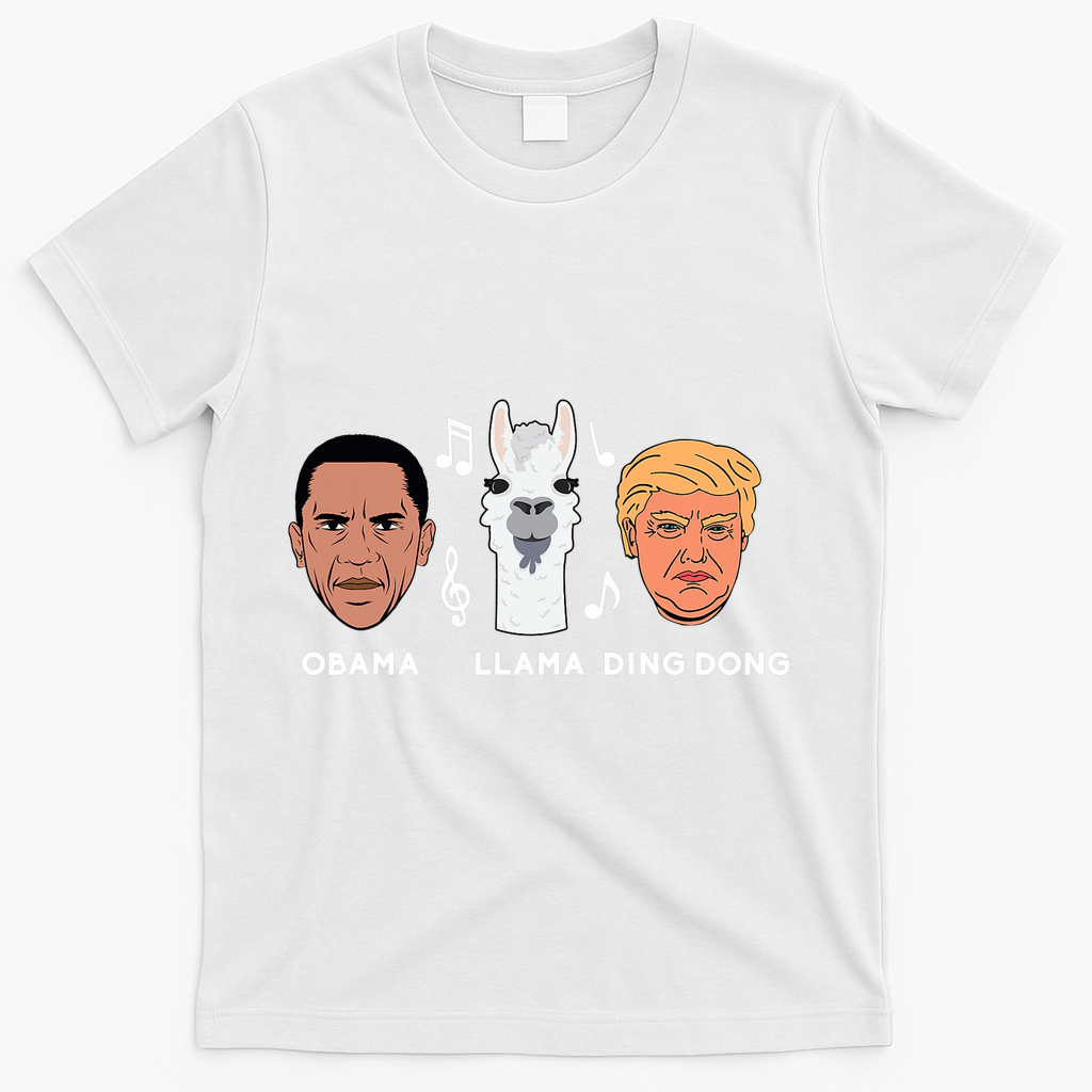 Anti Trump Obama Llama Ding Dong Impeach Funny Democrat Gift  T-Shirt - White