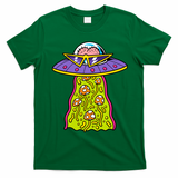 Alien UFO Funky Mushrooms Sci-Fi Fans T-Shirt - Irish Green