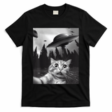 Alien UFO Funny Cat Selfie T-Shirt