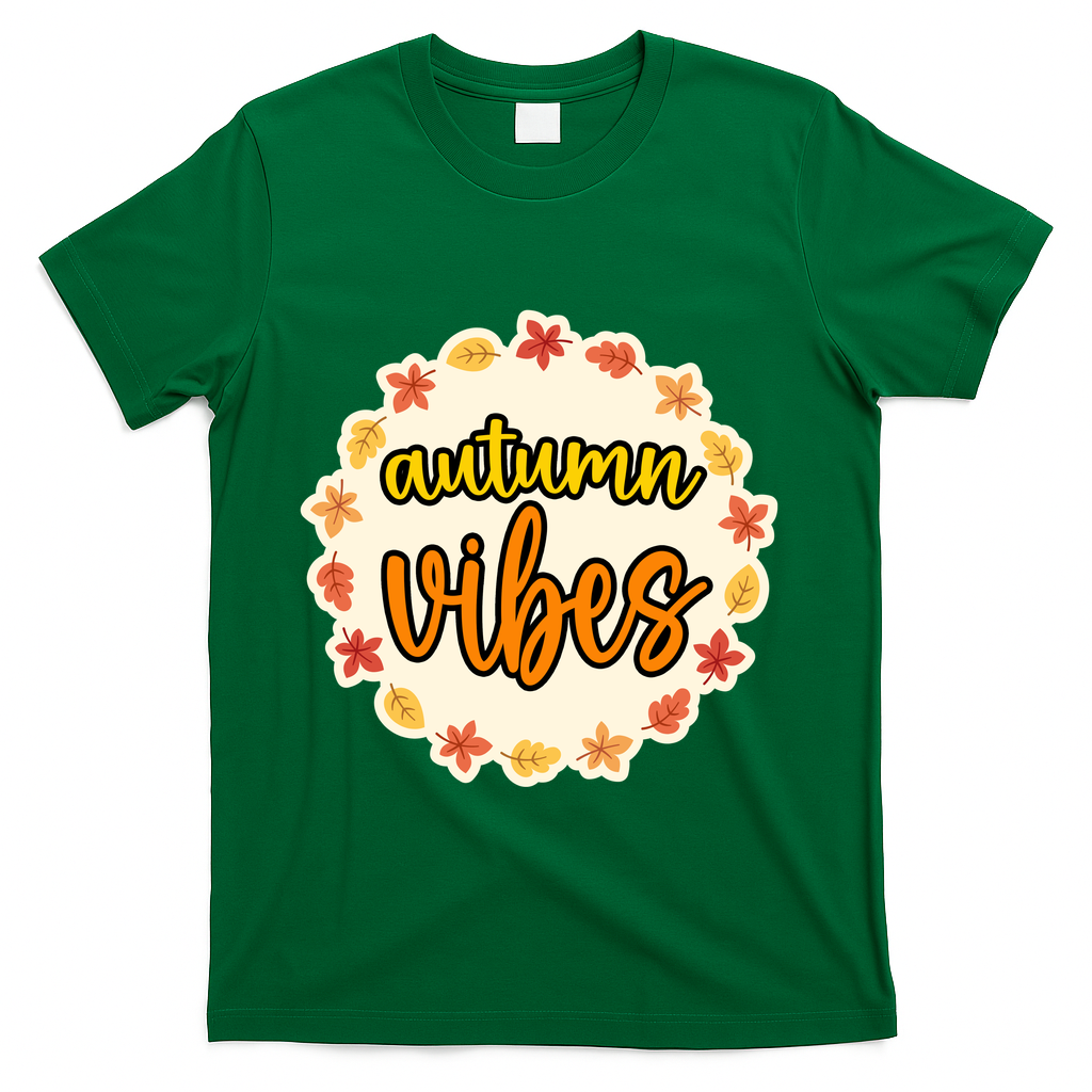 Autumn Vibes Leaf Season T-Shirt - Green