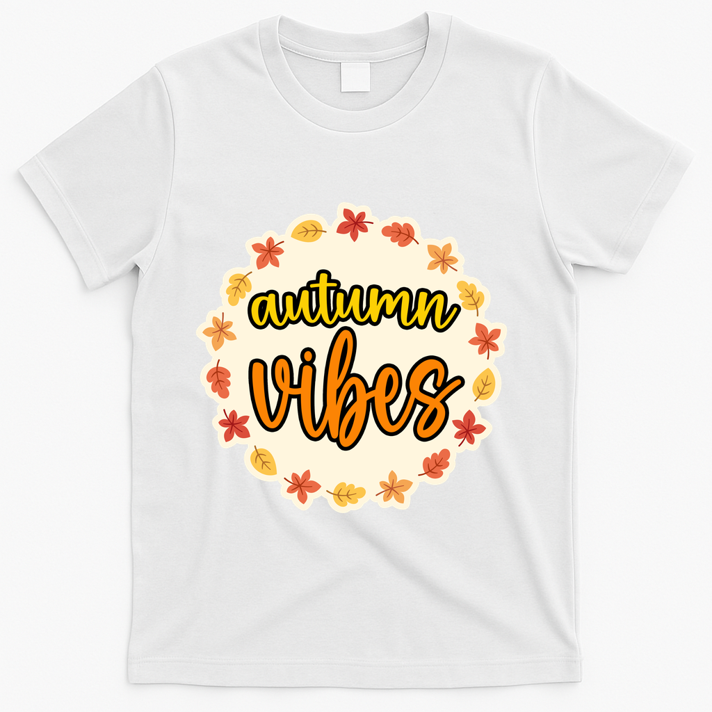 Autumn Vibes Leaf Season T-Shirt - White