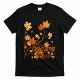 Autumn Vibes Leaves Cozy T-Shirt - Black