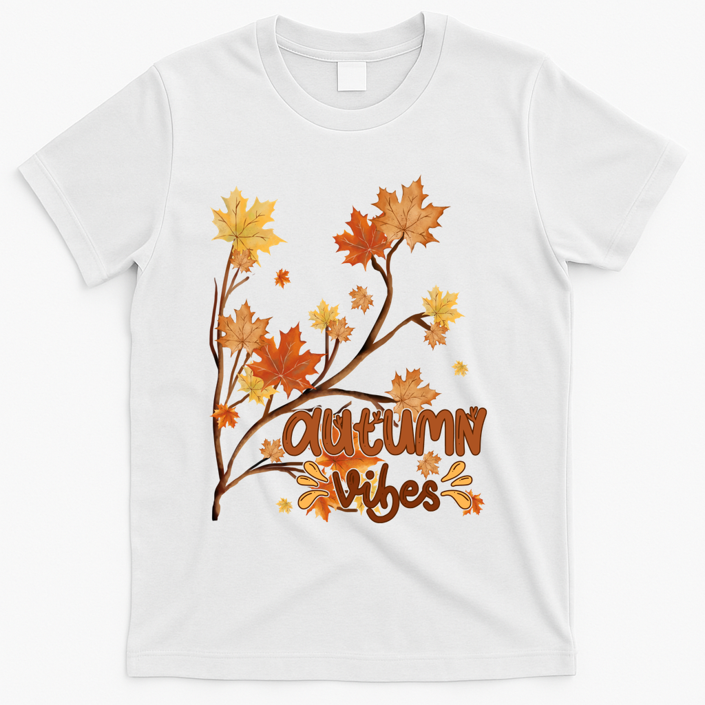 Autumn Vibes Leaves Cozy T-Shirt - White