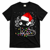 Axolotl Xmas Hat Santa Tree Cute Funny Christmas Pajama T-Shirt - Black