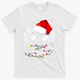 Axolotl Xmas Hat Santa Tree Cute Funny Christmas Pajama T-Shirt - White