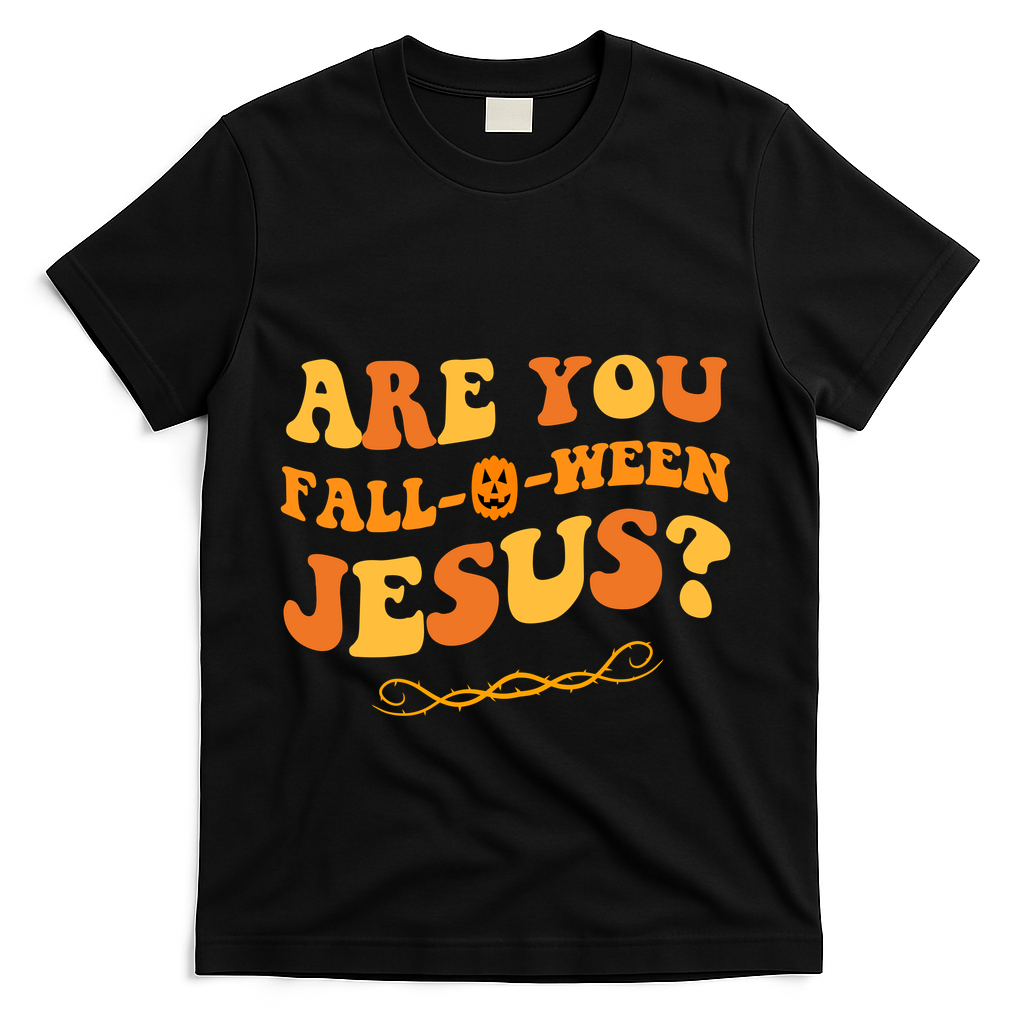 Are You Falloween Jesus? Cute Funny Halloween Fall T-Shirt - Black