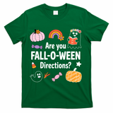 Are You Fall O Ween Directions Teacher Halloween Ghost T-Shirt - Green