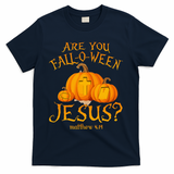 Are You Fall O Ween Jesus Christian Halloween Pumpkin T-Shirt - Navy