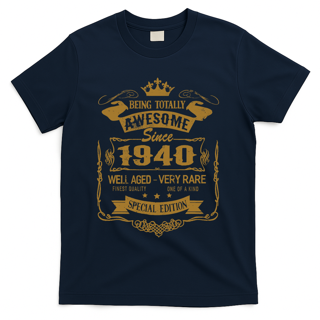 Birthday 365 Being Awesome Since 1940 Vintage Birthday Gifts T-Shirt - Navy