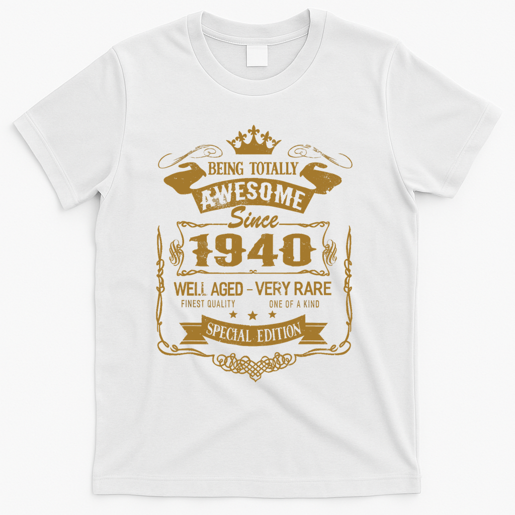 Birthday 365 Being Awesome Since 1940 Vintage Birthday Gifts T-Shirt - White