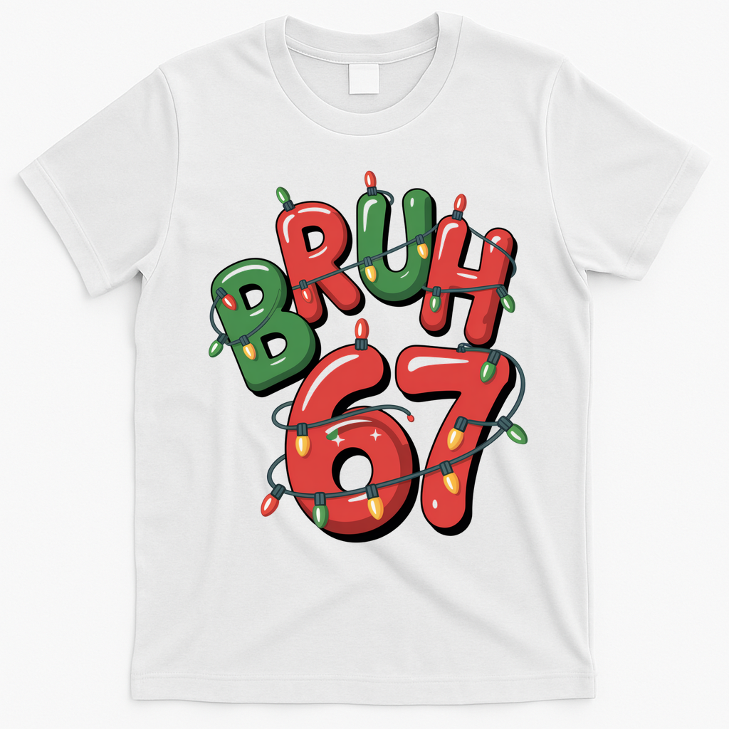 BRUH 67 Christmas Trendy X-Mas Meme T-Shirt - White