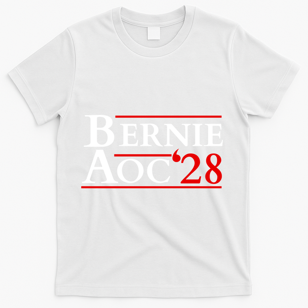 Bernie AOC 2028 Bernie Sanders Alexandria Cortez President  T-Shirt - White