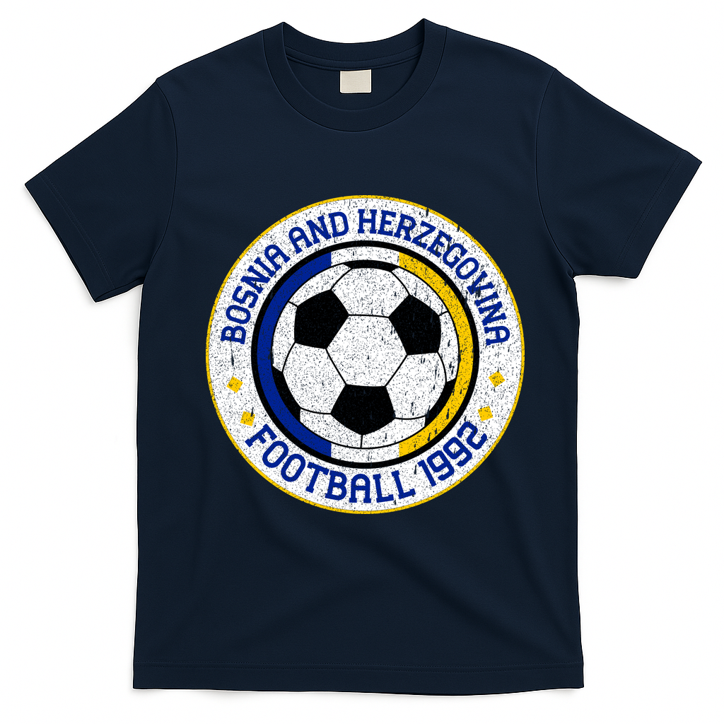 Bosnia And Herzegovina Football Vintage 1992 T-Shirt - Navy Blue