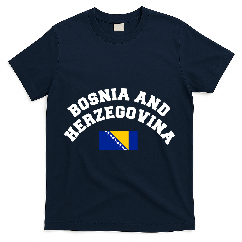 Bosnia And Herzegovina Flag Soccer Sportswear T-Shirt - Navy