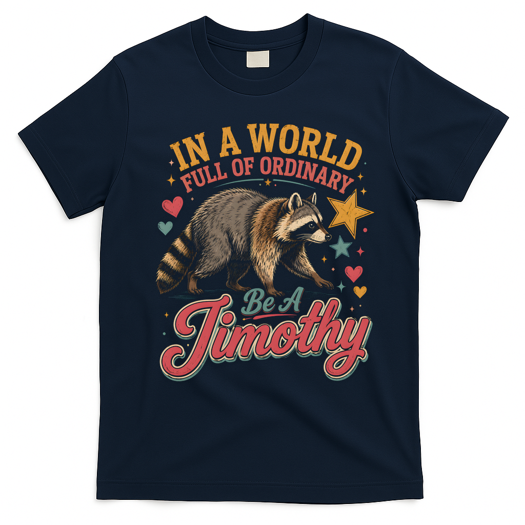 Be A Jimothy Raccoon Funny Viral Meme T-Shirt - Navy Blue
