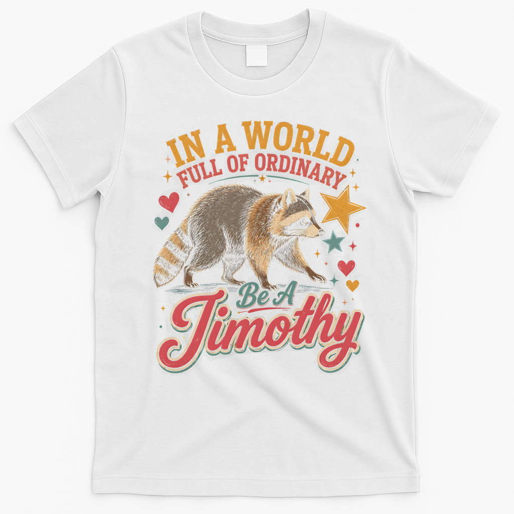 Be A Jimothy Raccoon Funny Viral Meme T-Shirt - White