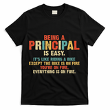 Being A Principal Easy Like Riding A Bike Funny Vintage Gift T-Shirt - Black