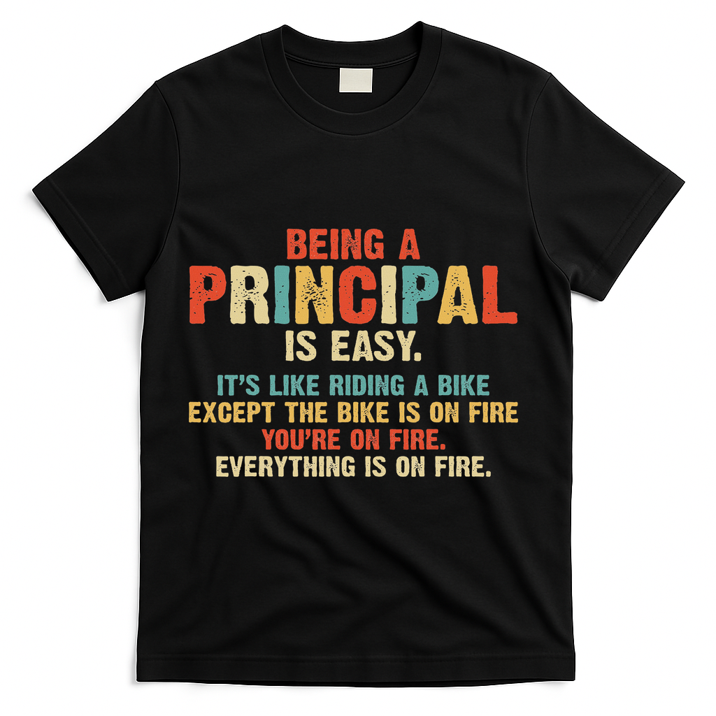 Being A Principal Easy Like Riding A Bike Funny Vintage Gift T-Shirt - Black