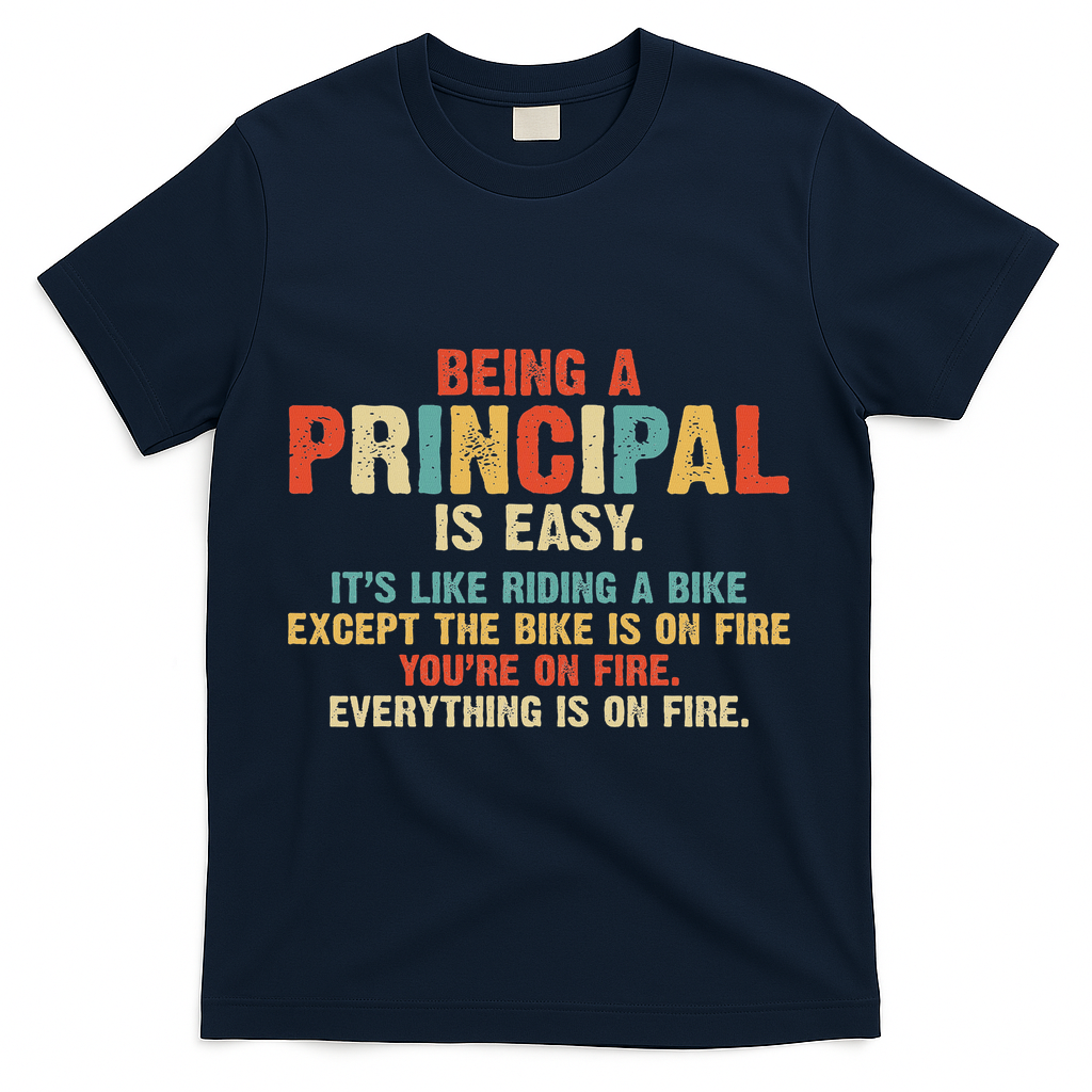 Being A Principal Easy Like Riding A Bike Funny Vintage Gift T-Shirt - Navy