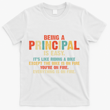 Being A Principal Easy Like Riding A Bike Funny Vintage Gift T-Shirt - White