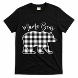 Black And White Buffalo Plaid Mama Bear Christmas Pajama T-Shirt - Black