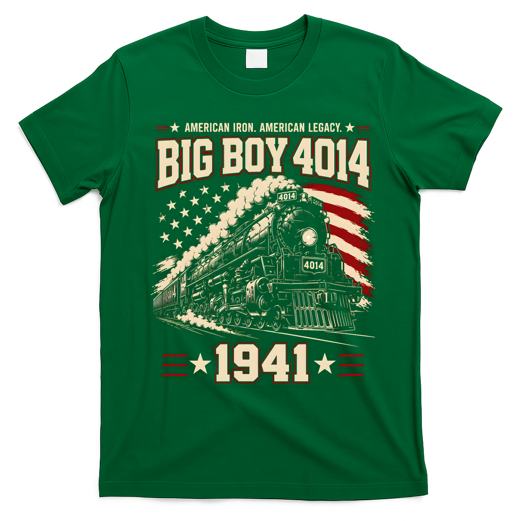 Big Boy 4014 Steam Locomotive American Legacy T-Shirt - Irish Green