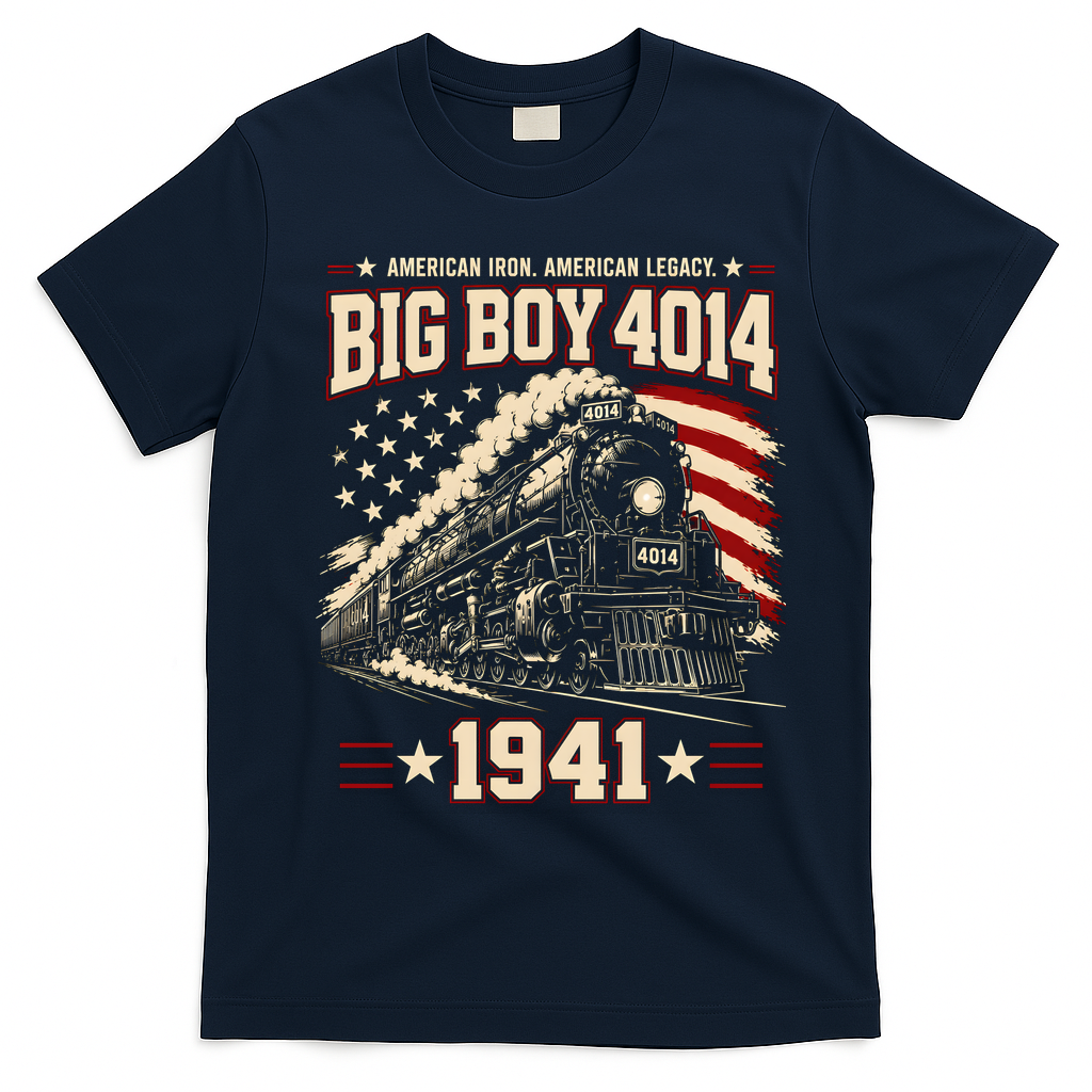 Big Boy 4014 Steam Locomotive American Legacy T-Shirt - Navy Blue