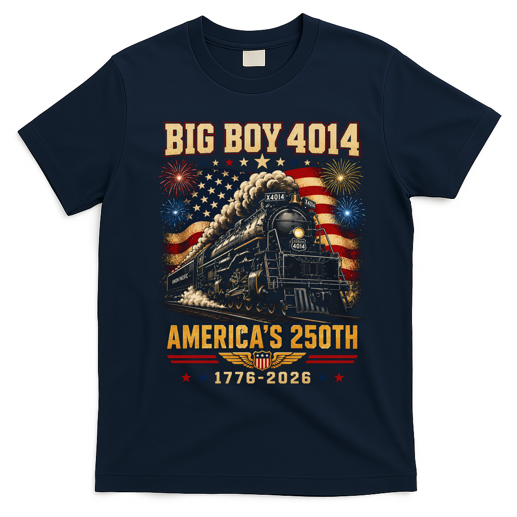 Big Boy 4014 America's 250th Commemorative Train T-Shirt - Navy Blue