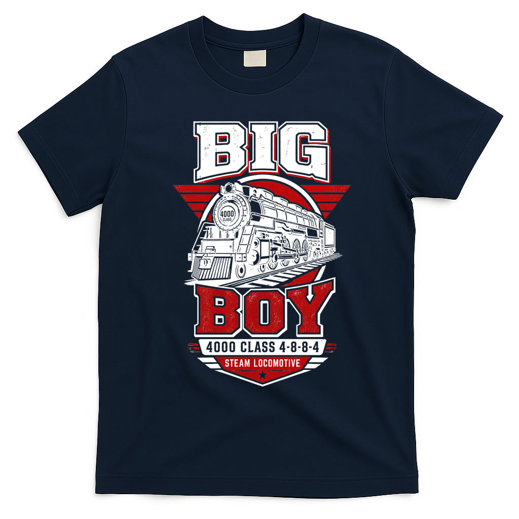Big Boy 4000 Class Steam Locomotive American Train T-Shirt - Navy Blue