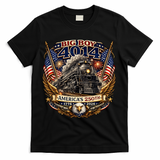 Big Boy 4014 Train 4th Of July US Flag Vintage  T-Shirt - Black
