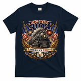 Big Boy 4014 Train 4th Of July US Flag Vintage  T-Shirt - Navy