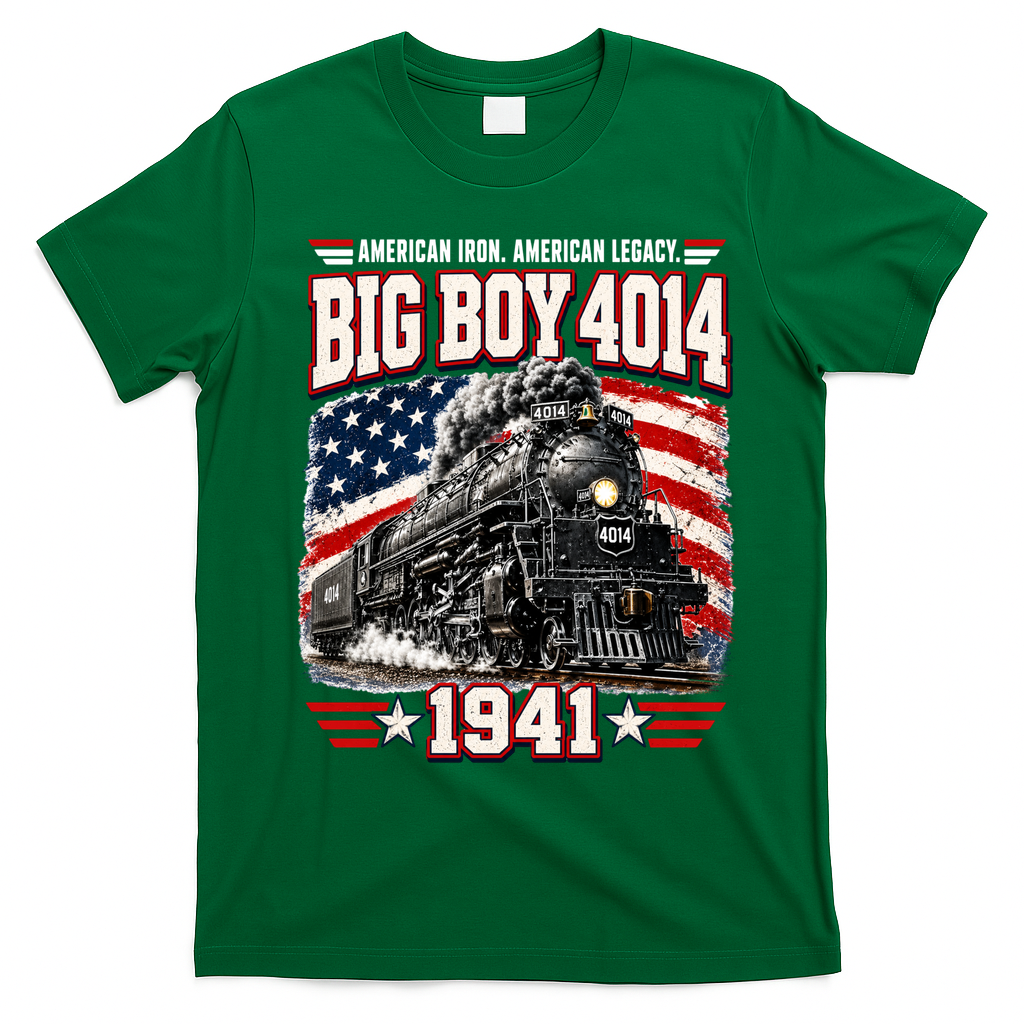 Big Boy 4014 Steam Locomotive Vintage Railroad T-Shirt - Irish Green