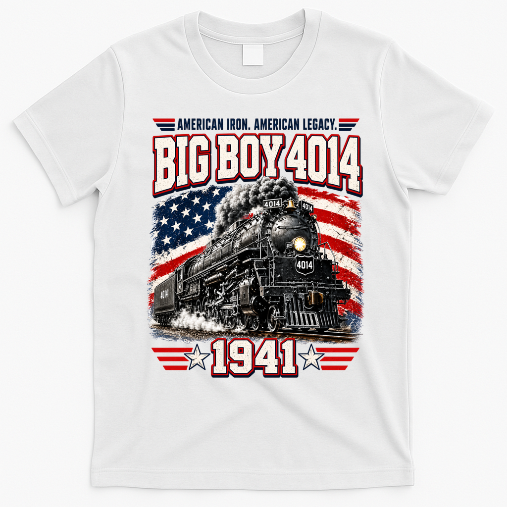 Big Boy 4014 Steam Locomotive Vintage Railroad T-Shirt - White