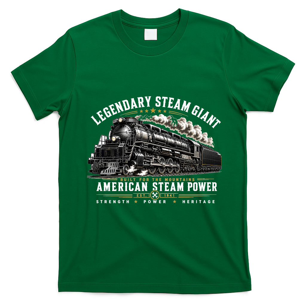 Big Boy 4014 Legendary Steam Train American Locomotive T-Shirt - Irish Green