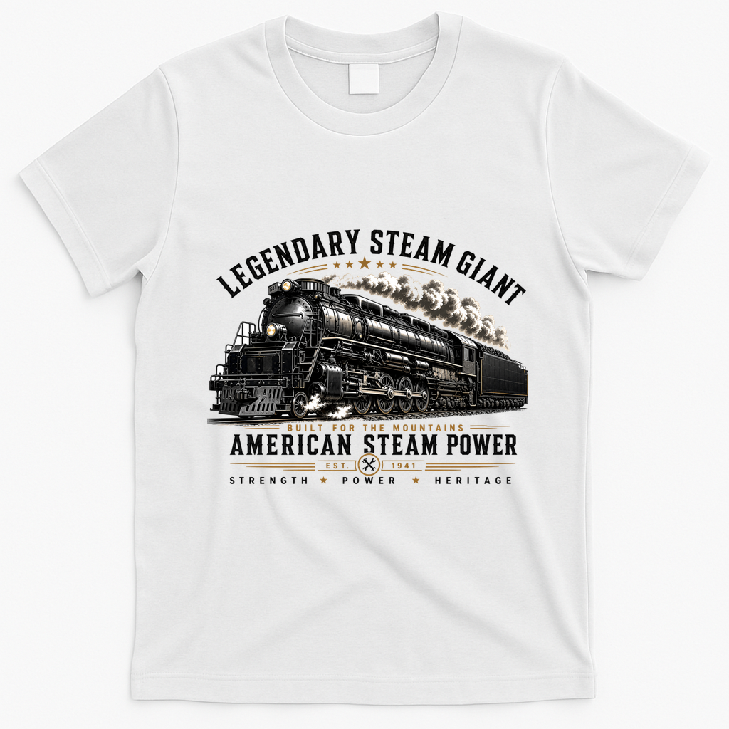 Big Boy 4014 Legendary Steam Train American Locomotive T-Shirt - White