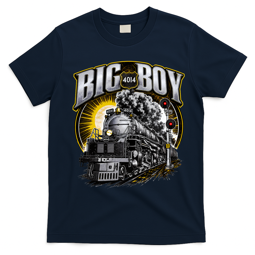 Big Boy 4014 Vintage Steam Engine Locomotive Railroad T-Shirt - Navy Blue