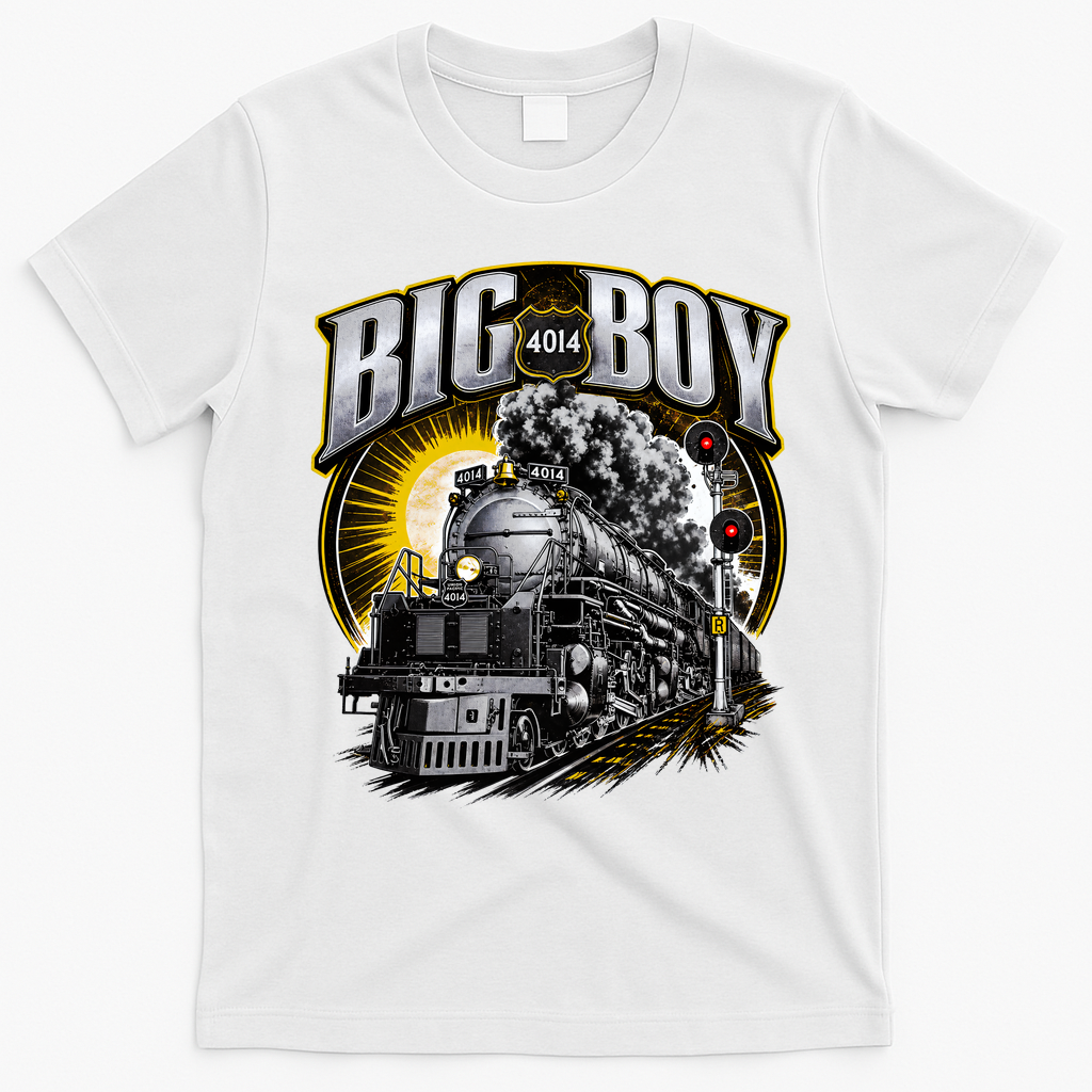 Big Boy 4014 Vintage Steam Engine Locomotive Railroad T-Shirt - White