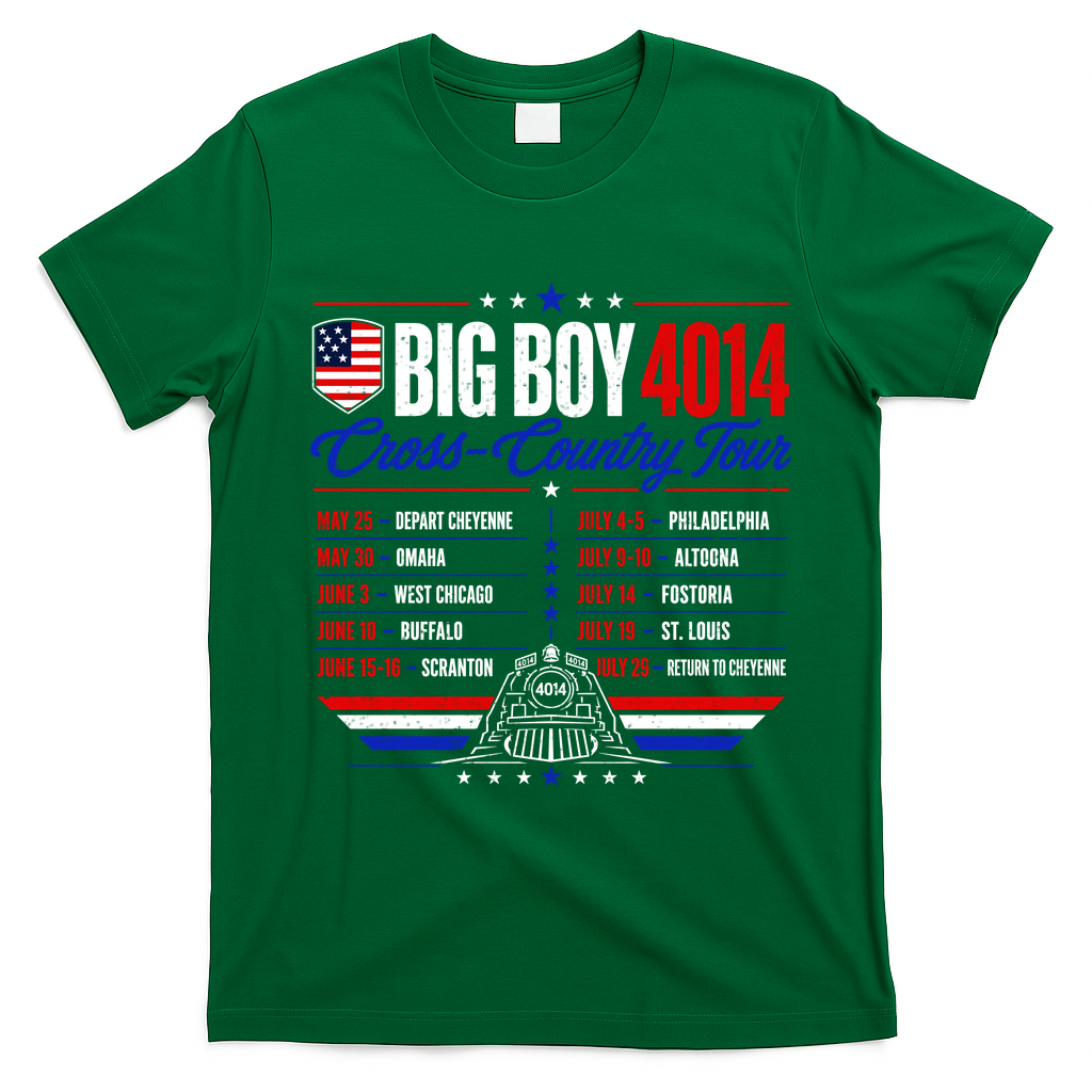 Big Boy 4014 Cross Country Tour Event Schedule T-Shirt - Irish Green