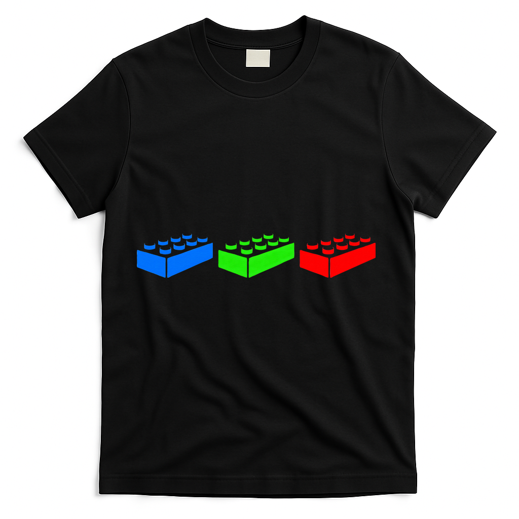 Building Blocks Bricks Master Builder Engineer Construction T-Shirt - Black