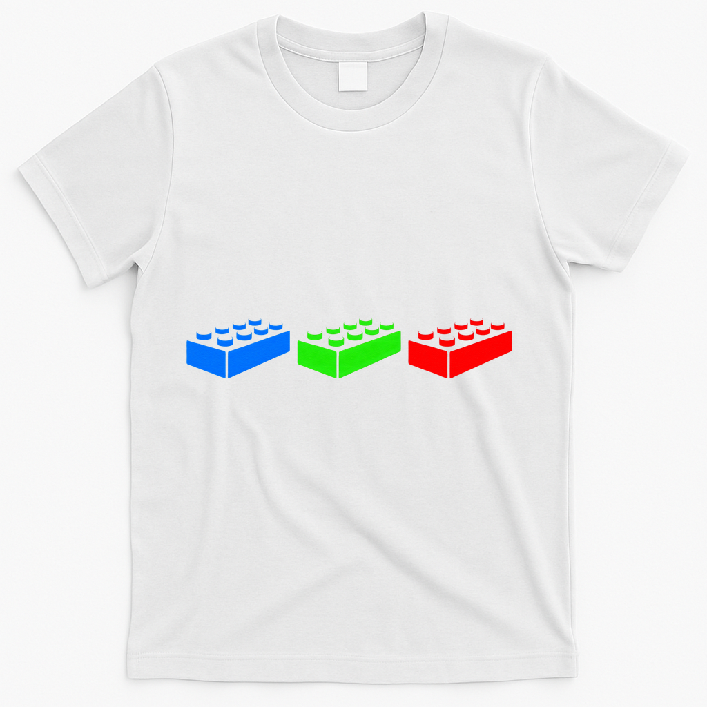 Building Blocks Bricks Master Builder Engineer Construction T-Shirt - White