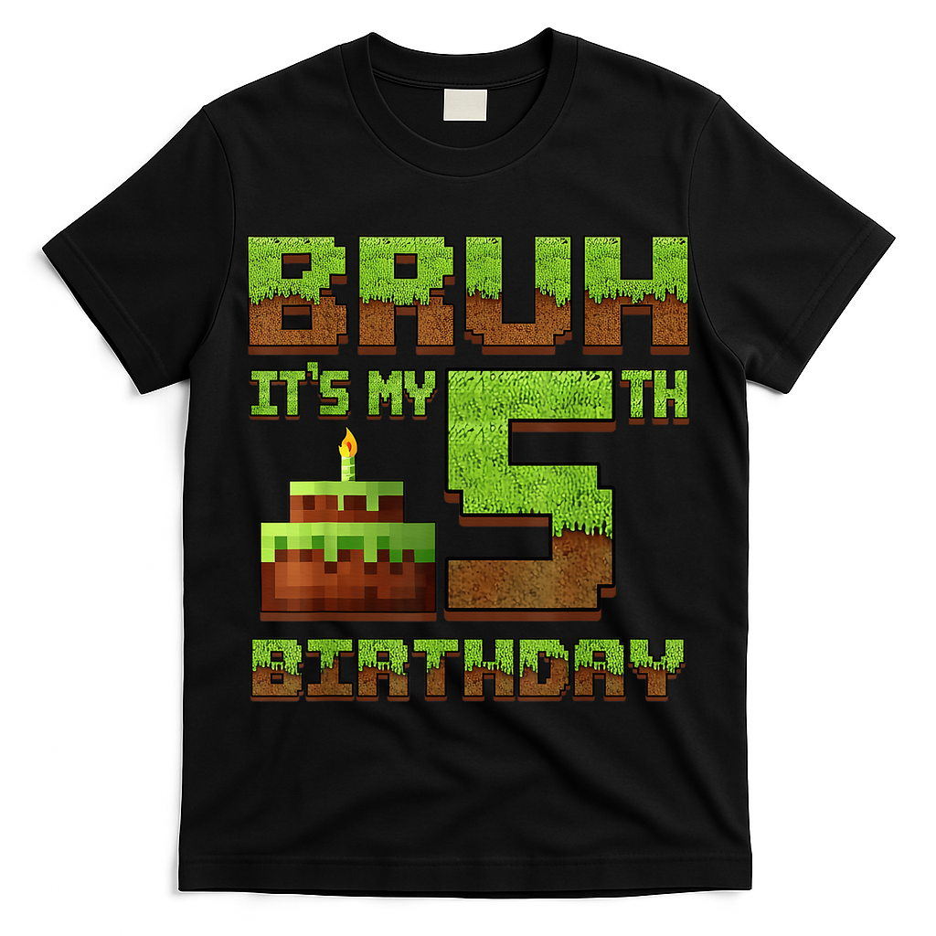 Birthday Boy Bruh It'S My 5th Birthday Gamer Pixel T-Shirt