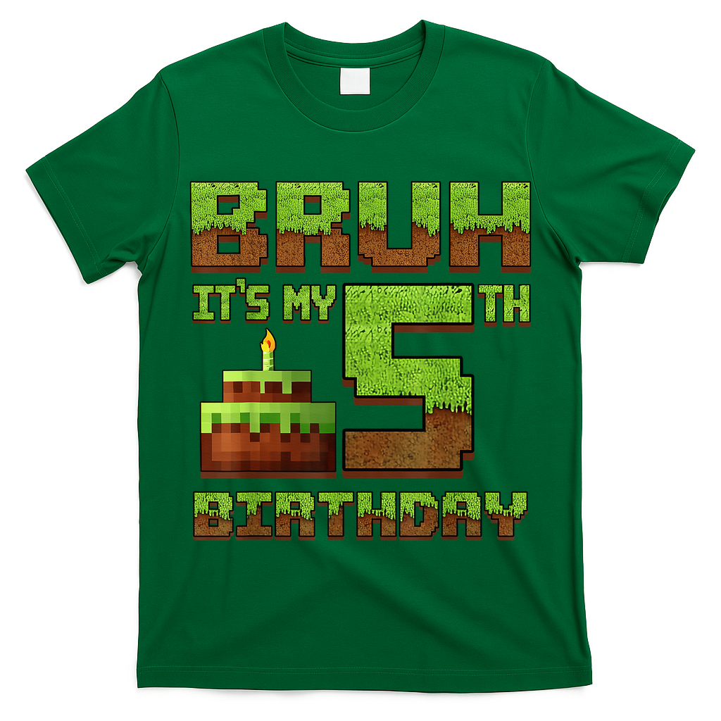 Birthday Boy Bruh It'S My 5th Birthday Gamer Pixel T-Shirt