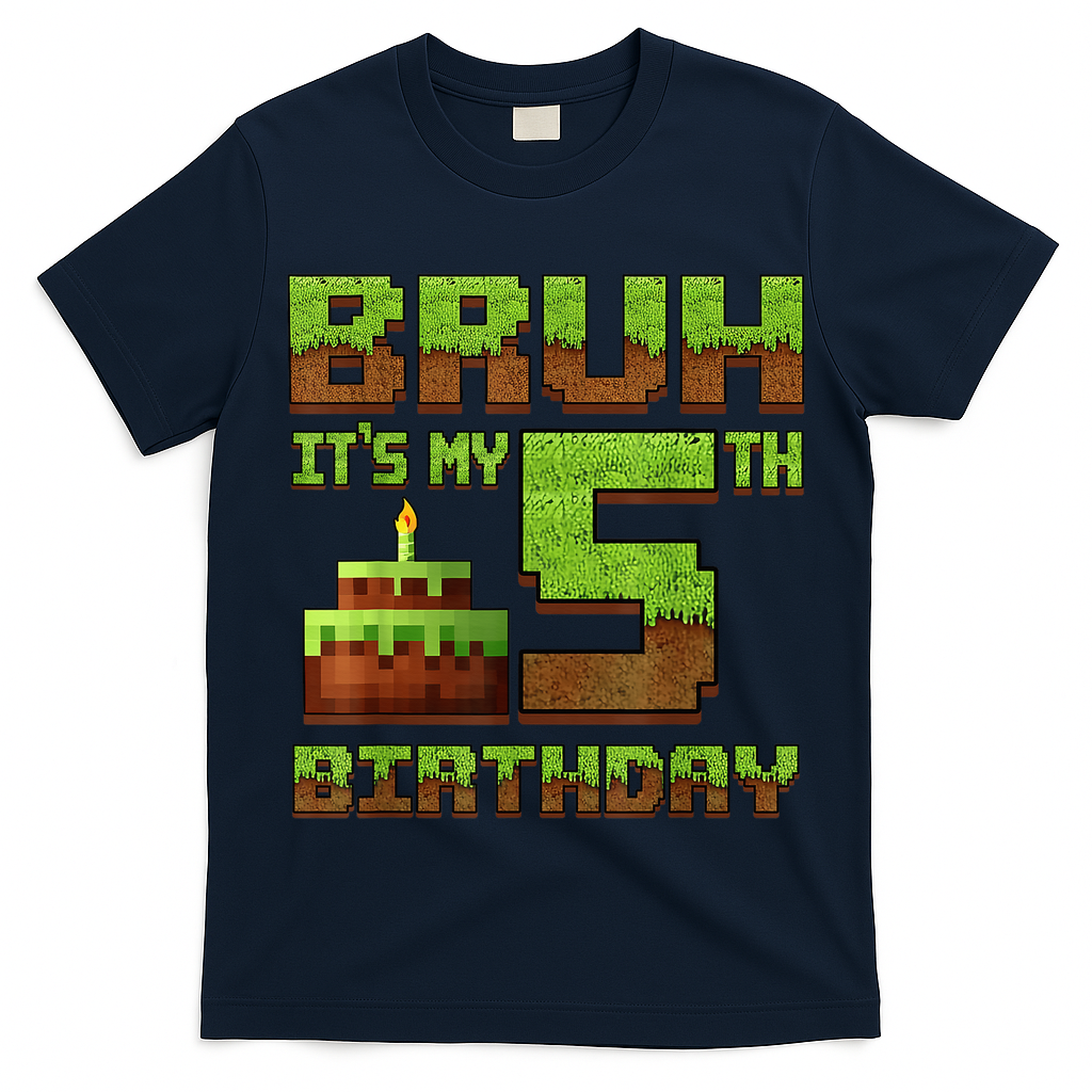 Birthday Boy Bruh It'S My 5th Birthday Gamer Pixel T-Shirt
