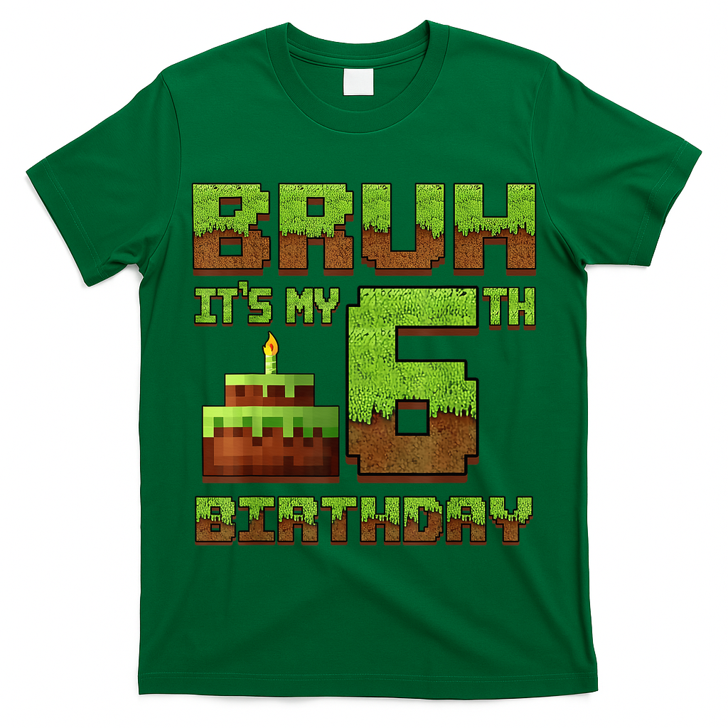 Birthday Boy Bruh It'S My 6th Birthday Gamer Pixel T-Shirt