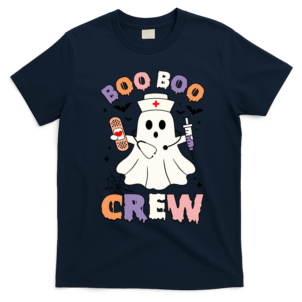 Boo Boo Crew Halloween Nurse T-Shirt - Navy Blue